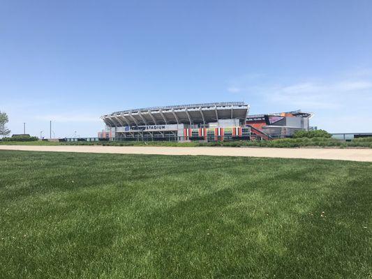 Outside -- The Cleveland Browns stadium is ahead (Football stadium) - 25 May 2020.