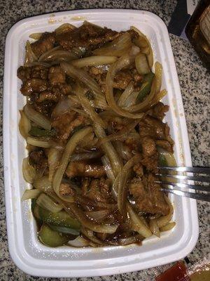 Pepper steak with onions