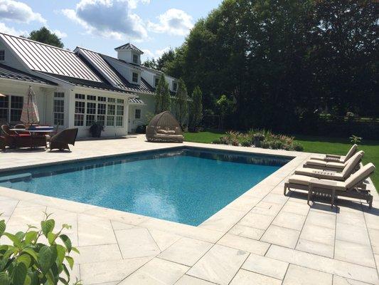 Residential Pool with wedding cake entry steps.