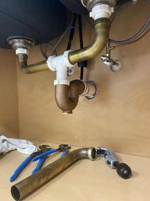 Drain in kitchen sinks pipes