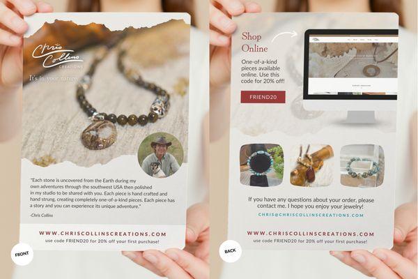 Marketing materials, flyer, by Burda Marketing created for Chris Collins Creations jewelry