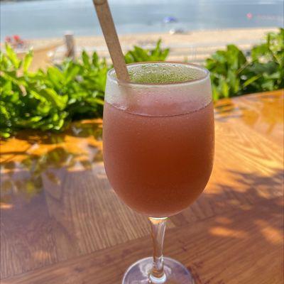 Frose. Delicious! Frozen rosé, vodka, lemon, and strawberry.