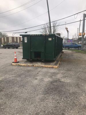 The bins are labeled with white writing