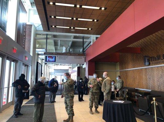 National Guard pre-screening station for Cook County Covid vaccinations.