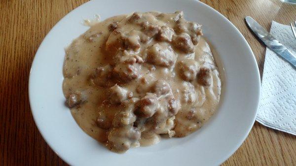 Half order of biscuits and gravy - $7