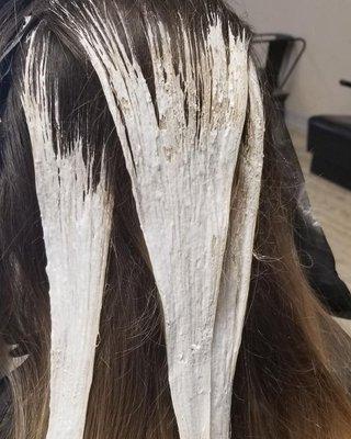 Balayage in progress