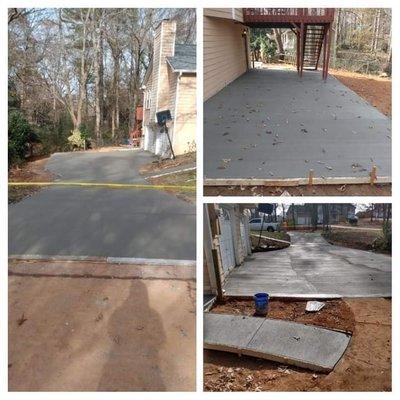 Driveway pour back. Deck slab poured as well a small sidewalk.