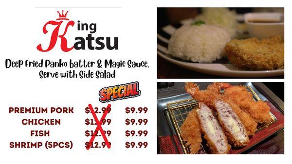 Best Fried Cutlet with salad and rice, Korean style soul food. Enjoy the Special now.