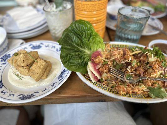 Salt & Pepper Fried Tofu (Vegan) Crispy Rice Salad (Vegetarian)