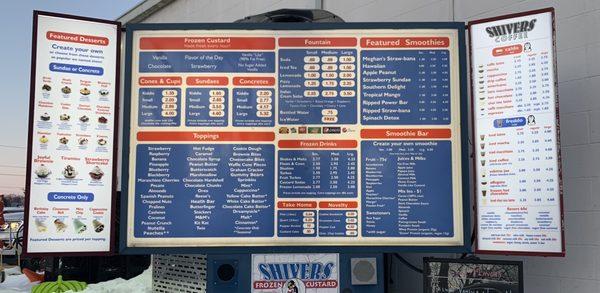 Drive thru Menu