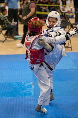 Olympian Tae Kwon Do Student competing @ Twin Tigers tournament in Oxnard, CA 3/11/2023