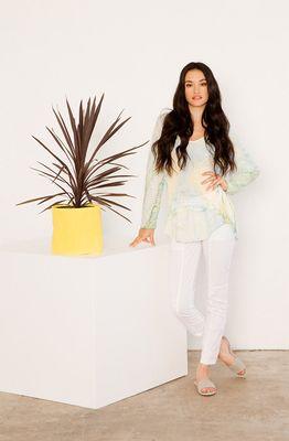 Lotte Top in Atlas Wash Citron with Fina Pant in White