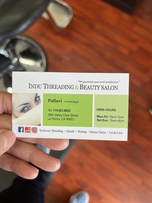 Pallavi business card