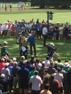 Jordan Spieth in blue. Bubba Watson in white. 2016