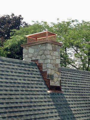 Stone chimney rebuild in Downingtown, PA