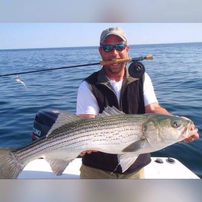 Fly fishing in Boston Harbor.