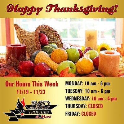 Our Thanksgiving Hours 2018