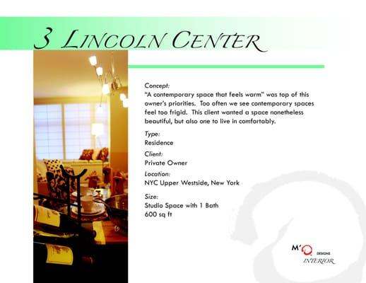 Three Lincoln Center Tower, Studio Apartment, Upper Westside, NYC