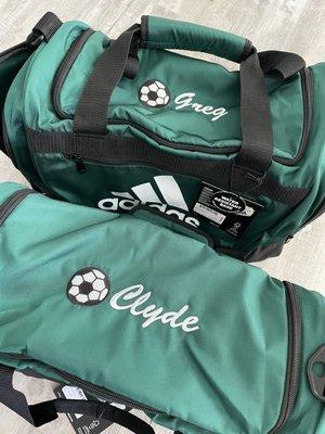 Custom soccer duffle bags!