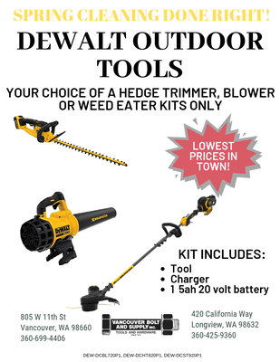 DeWalt outdoor bundles in stock now!