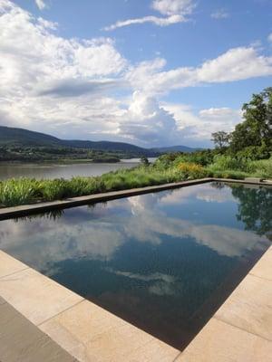 A pool overlooking the Hudson River.