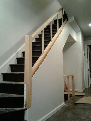 Custom oak stair rail