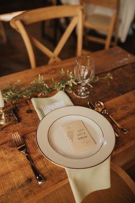 Place setting at a long table