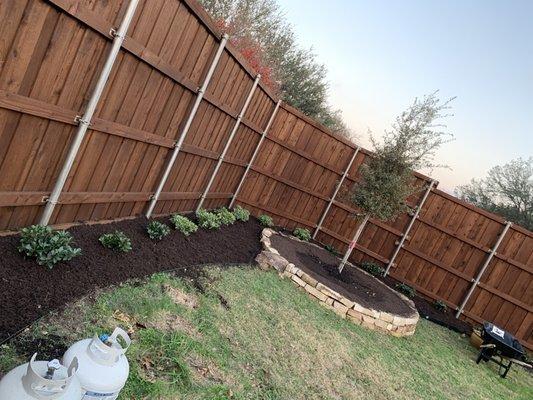 Mulch and plants installation