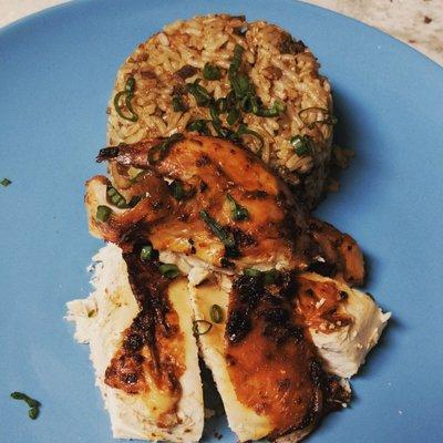 Lime spice chicken with Creole dirty rice