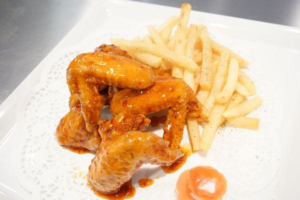 Asian Zing glazed chicken with fries!