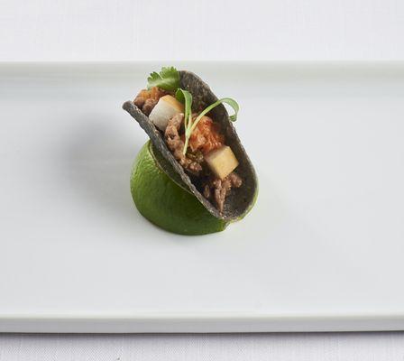 Hors D'Oeuvres: Beef Bulgogi Taco with Kim Chi + Asian Pear