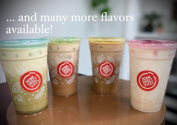 Choose your favorite Milk Teas--Match, Vanilla, Mocha, Coconut and many more....