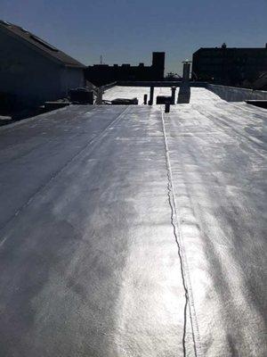 New roof installation with aluminum coating