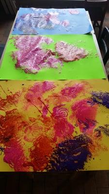 Open ended art project-- "splatter art".