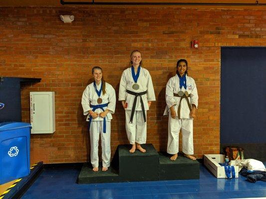 An LWK brown belt places silver in the black belt saturated teenage female division of the tournament