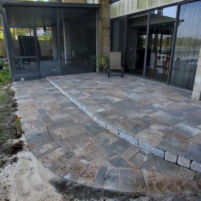 Patio installation by Tampa Landscapes.