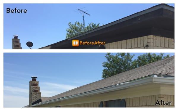 Before and after- roof and gutter job.