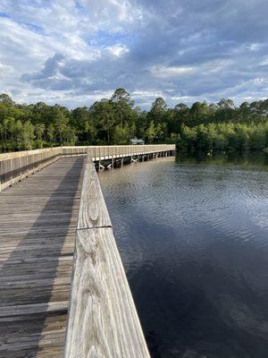 The bridge over the lake.