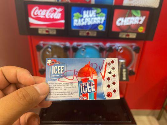 Icee loyalty card