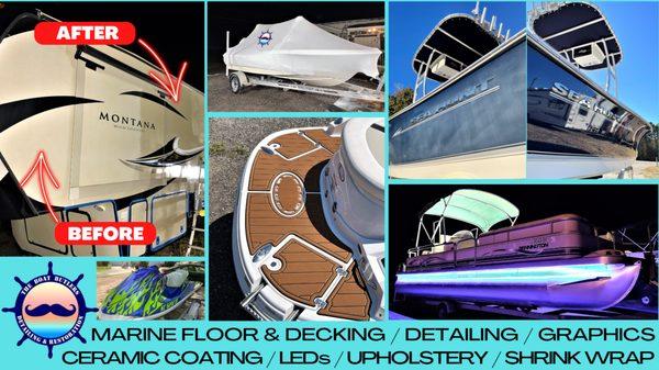 Aqua Marine Deck, LED, ceramic coatings, Graphics, Shrink Wrap, Detailing,