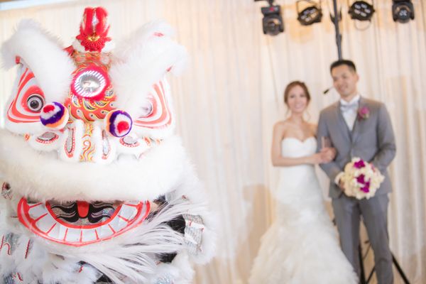 Rising Phoenix Lion & Dragon Dance Association performance at wedding reception