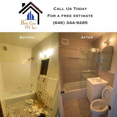 Bathroom remodel before and after