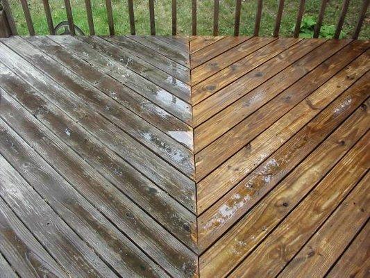 Wood deck before & after