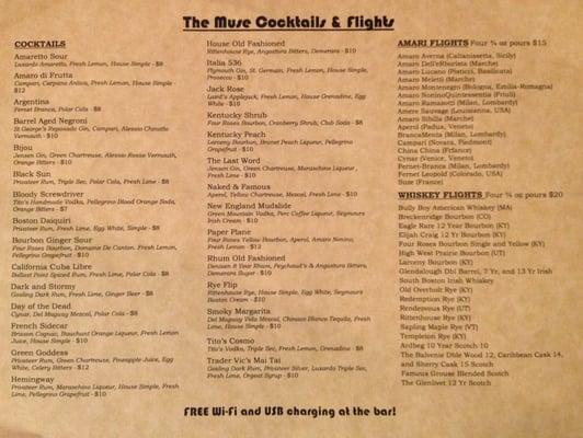 Cocktail & Flight menu as of 12/13/2015