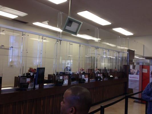 6 empty teller windows