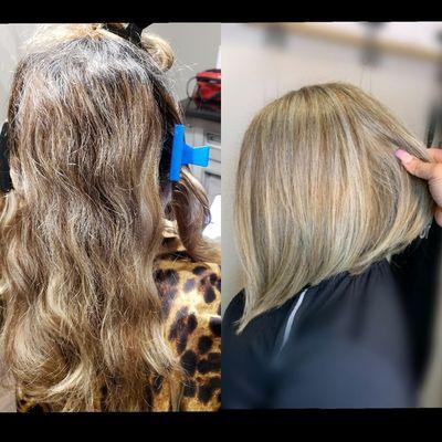 Amazing transformation! Babylights and root retouch on our client