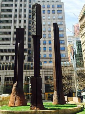 Beverly Pepper; Manhattan Sentinels; 1996; 36' to 39' high; cast iron