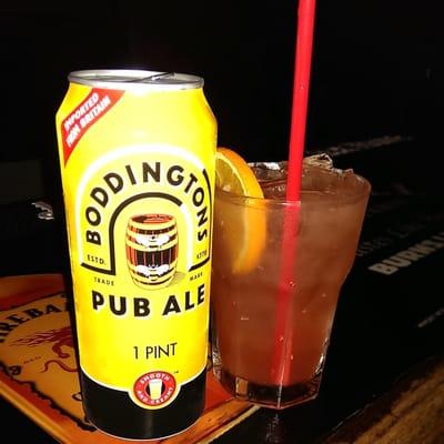 Boddington's Pub Ale with a Sex on the Beach