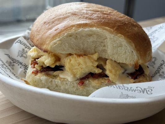 Bacon egg and pimento cheese breakfast sandwich