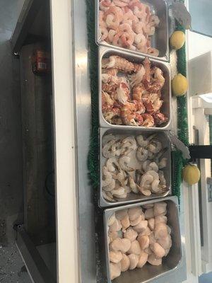 Cook shrimp raw shrimp fresh lobster meat and dayboat sea scallops